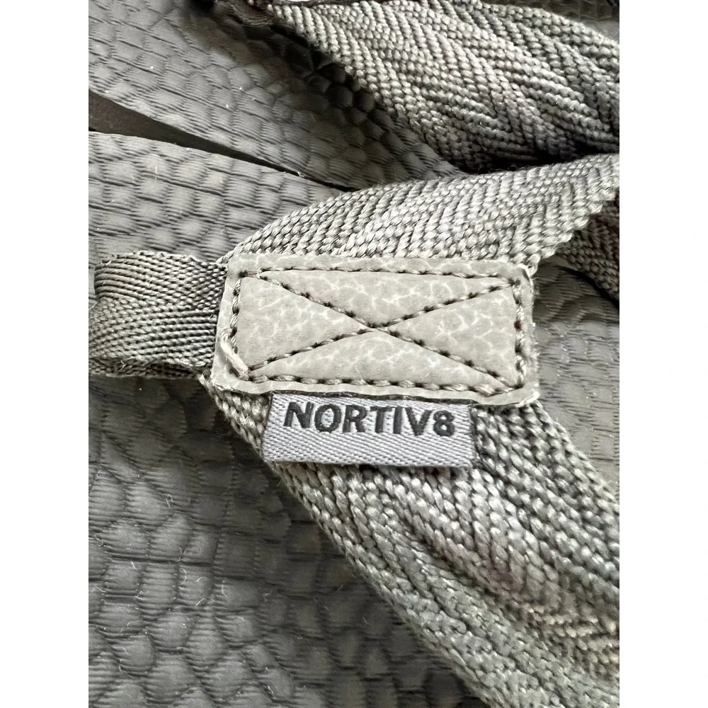 Nortiv8 Flip Flops Gray Black Textured Footbed Athletic Thong Sandals - 12